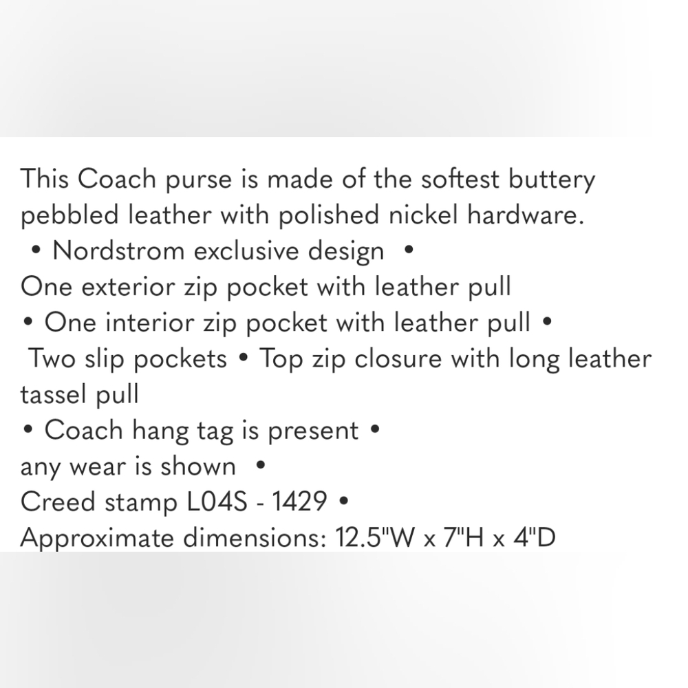 Coach East West Tassel Pebble leather beige Shoulder bag - Picture 17 of 17